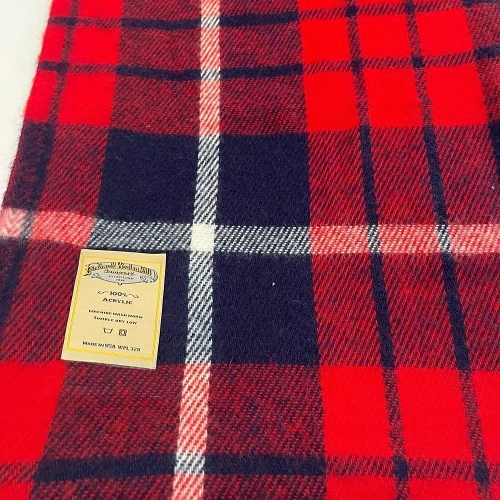 Faribo Woolen Mill Company Acrylic Plaid Wool Fringe Blanket Throw